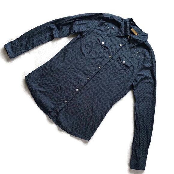 Wrangler Embellished Diamond Pearl Snap Shirt - Picture 1 of 7